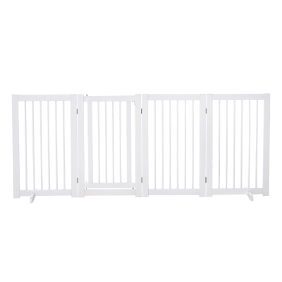 PawHut 4 Panel Foldable Free Standing Pet Gate with Support Feet for Medium and Large Dogs, for Stairway, Doorway, Hallway