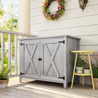 Garden Storage Shed 43.3" W x 23.6" D x 34.8" H Light Gray