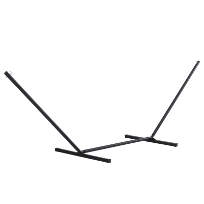 Outsunny 11.8'L Hammock Stand Extra Long Heavy Duty Straight Pole Day Bed Swing Metal Frame Simple Set Up Garden Outdoor Camping Picnic Use Black