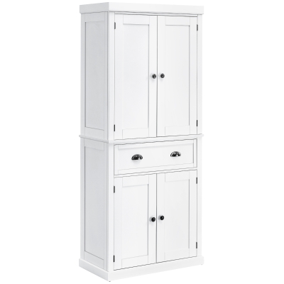 HOMCOM Long Standing Kitchen Cabinet w/ 2 Drawers MDF Board White