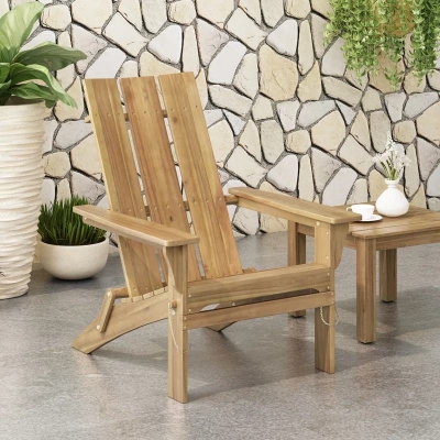 Solid Wood Folding Adirondack Chair Designed for Convenience, Acacia Patio Seating Ideal for Easy Storage, 30" L x 32" W x 37" H, Natural