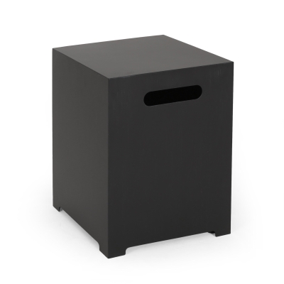 Square Metal Propane Tank Cover Side Table with Durable Iron Frame, Built-in Propane Tank Space, 15.5" L x 15.5" W x 20" H, Dark Grey