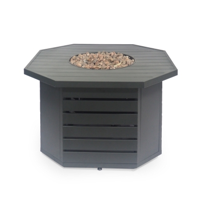 50000 BTU Octagonal Iron Fire Pit with Rust-Resistant Coating, Durable Iron, Built-in Propane Tank Space, 42" L x 42" W x 24" H, Black