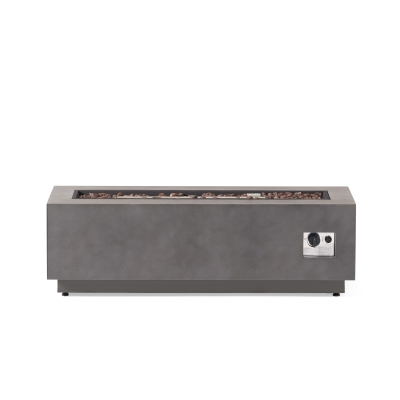 50,000 BTU Rectangular Iron Fire Pit with Modern Design, Propane Gas, Durable Powder-Coated Frame, 48" L x 15" W x 15" H, Stone Gray