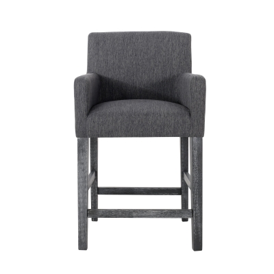 Set of 2 Upholstered Counter Stools with Durable Craftsmanship, Contemporary Style with Rubberwood Frame, 24×23×39.5 inch, Charcoal