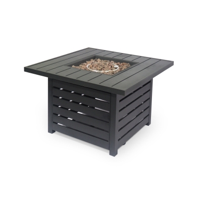 50,000 BTU with Built-in Tank Space, Durable Powder Coated Finish, Square Iron Fire Pit for Canadian Evenings, 39" L x 39" W x 24" H, Black