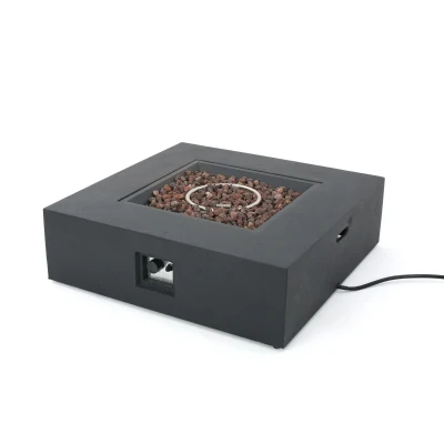 50,000 BTU Square MGO Fire Table with Modern Design, Modern Design with Lightweight Concrete, 40" L x 40" W x 12.5" H, Dark Grey