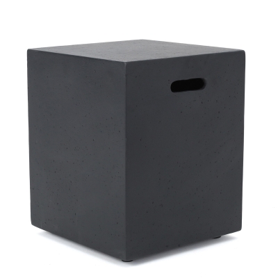Modern MGO Tank Holder Side Table with Multi-functional Design, Lightweight Concrete for Durability, 16.5" L x 16.5" W x 20.5" H, Dark Grey