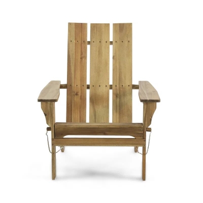 Solid Wood Folding Adirondack Chair Designed for Convenience, Acacia Patio Seating Ideal for Easy Storage, 30" L x 32" W x 37" H, Natural