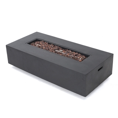 50,000 BTU Rectangle MGO Fire Table with Modern Design, Durable Iron Frame, No Assembly Required, 56" L x 26.5" W x 15" H, Dark Grey