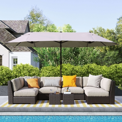 Outsunny 15' Outdoor Patio Umbrella with Twin Canopy