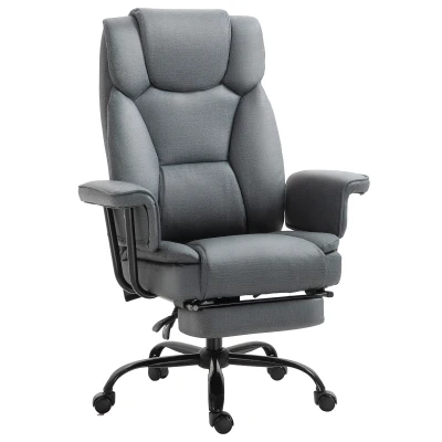 Vinsetto Swivel Reclining Office Chair with Ergonomic with Footrest, Grey
