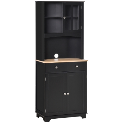 HOMCOM 67" Kitchen Buffet Cabinet, Black with Adjustable Shelf