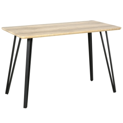 HOMCOM Rustic Dining Table 47.25" x 23.5", Metal Legs, Natural