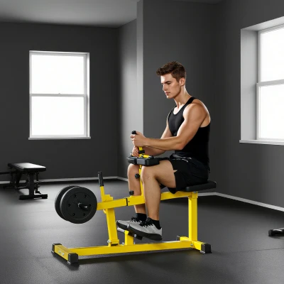 Soozier Adjustable Steel Seated Calf Raise Gym Equipment, Yellow