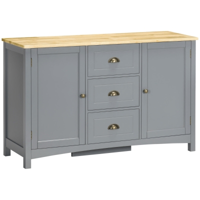 HOMCOM Gray Buffet Cabinet with 3 Storage Drawers for Living Room