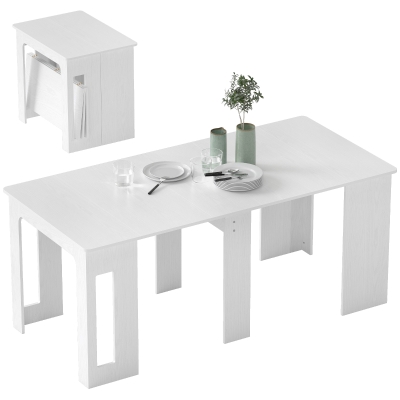 HOMCOM Extendable Dining Table, Expandable Kitchen Table for Small Spaces, Seats up to 6 People, White