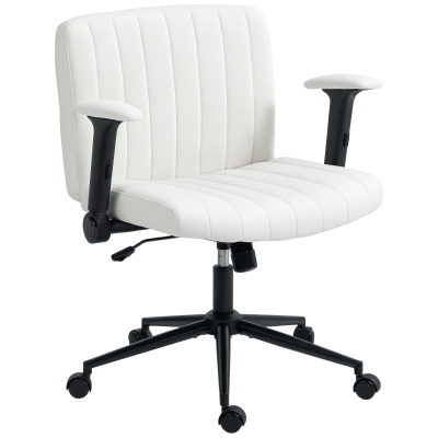 HOMCOM Criss Cross Chair with Flip-up Armrests, Wheels, Wide Office Chair with Adjustable Height, Tilting for Home, Cream White