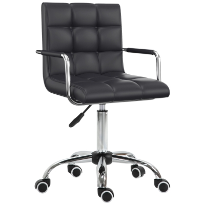 HOMCOM Modern Office Chair, Adjustable Black PU Leather