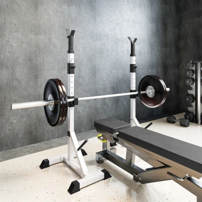 Soozier 2-Piece Adjustable Barbell Squat Rack & Bench Press