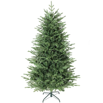 HOMCOM 6 ft Artificial Christmas Tree with Dense Realistic Branches, Full Ponderosa Fir, Hinged Xmas Tree, Easy Assembly