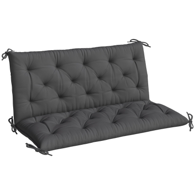 Outsunny 2 Seater Garden Bench Cushion, Soft Thick Outdoor Non-Slip 2 Seater Soft Pad With Backrest for Garden Patio, 47" x 43" x 5", Black