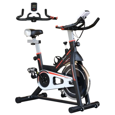 Soozier Upright Stationary Exercise Bike, Cardio Workout Training Bicycle w/ Adjustable Resistance LCD Monitor, Black