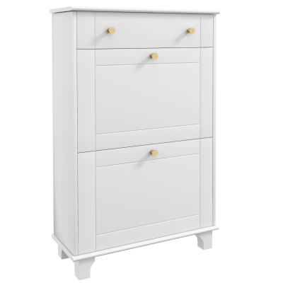 HOMCOM Slim Shoe Storage with 2 Flip Drawers and Adjustable Shelves Shoe Cabinet Organizer for 8 Pair,  White