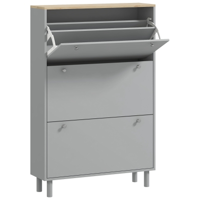 HOMCOM Shoe Storage with 3 Flip Drawers and Adjustable Shelves, Entryway Shoe Storage Cabinet for 24 Pairs of Shoes, Grey