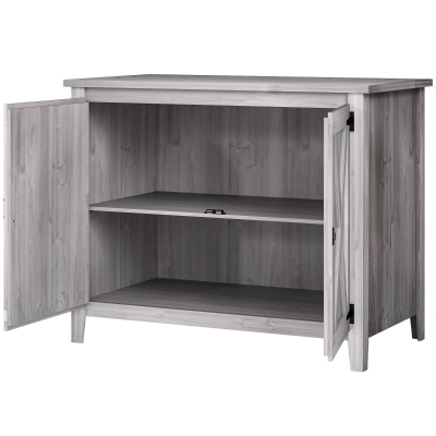 Outsunny Wooden Outdoor Storage Cabinet, Garden Shed Potting Shed with Shelf and Double Doors, Light Grey