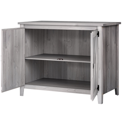 Outsunny Wooden Outdoor Storage Cabinet, Garden Shed Potting Shed with Shelf and Double Doors, Light Grey
