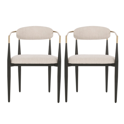 Set of 2 Modern Dining Chairs with Iron Frame and Gold Accent, Dining Seats for Ultimate Comfort and Style, 23" L x 22" W x 31.5" H, Beige