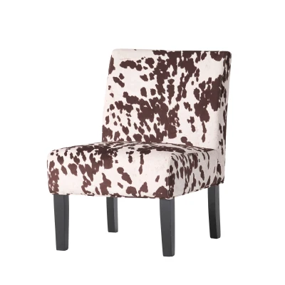 Contemporary Accent Chair with Rubberwood Tapered Legs, Upholstered Seating for Living Room, 22'' L x 29.5'' W x 32'' H, Brown+White