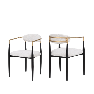 Set of 2 Modern Dining Chairs with Iron Frame and Curved Backrest, Dining Seats for Ultimate Comfort and Style, 23" L x 22" W x 31.5" H, Beige