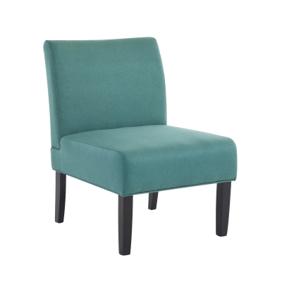 Contemporary Accent Chair with Upholstered Seat and Rubberwood Tapered Legs, Stylish Seat for Living Room, 22.5" L x 29.5" W x 32" H, Teal