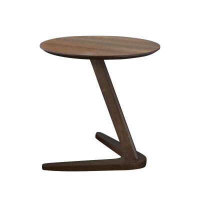 Modern Z-Shaped End Table with Boomerang-Style Base and Sustainable Wood, Side Table Perfect for Living Room, 20'' L x 20''W x 20'' H, Walnut