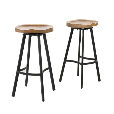 Set of 2 Industrial Swivel Barstools with Antique Finish and Durable Iron Base, Seat Set Fit in Living Room, 16.5" L x 16" W x 31" H, Natural