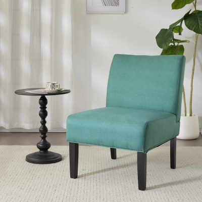 Contemporary Accent Chair with Upholstered Seat and Rubberwood Tapered Legs, Stylish Seat for Living Room, 22.5" L x 29.5" W x 32" H, Teal
