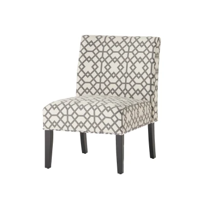 Contemporary Accent Chair with Rubberwood Tapered Legs, Upholstered Seating for Dining Room, 22.5'' L x 29.5'' W x 32'' H, Grey+Ivory