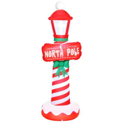 Outsunny 6FT Christmas Inflatable Decoration, Inflatable Lighthouse Xmas Blow Up Decor with LED Lights for Yard, Lawn, Garden