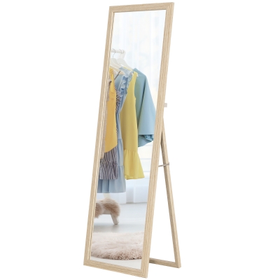 HOMCOM 64" x 21" Full Length Mirror, Standing, Wall-Mounted or Leaning Against Wall, for Bedroom, Living Room, Beige
