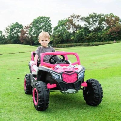 2-Seat Kids Electric UTV Ride-On Car with 2.4G Remote Control, Pink+White