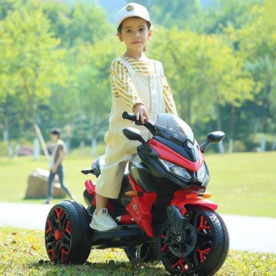 12V Kids Electric 3-Wheel Ride-On Motorcycle with Dual Motors, Red