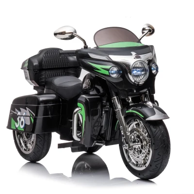 2-Seat 12V Kids Electric Ride-On Motorcycle with Storage Trunk, Black