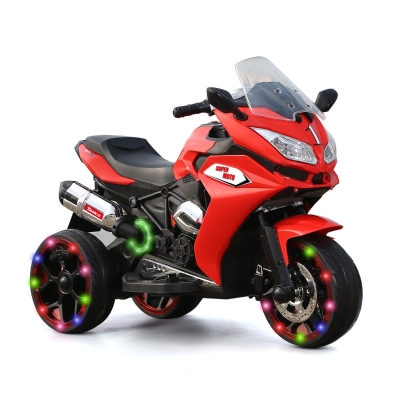 12V Kids Electric Ride-On Motorcycle with LED Lighted Wheels and Bluetooth MP3, Red
