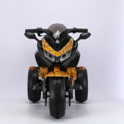 3-Wheel 12V Kids Electric Ride-On Motorcycle with PU Seat and Headlight, Yellow