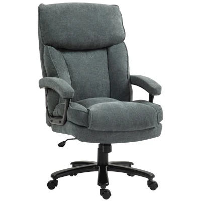 HOMCOM Big and Tall Executive Office Chair, Up to 450 lbs. Heavy Duty Desk Chair, Computer Chair for Heavy People, Grey
