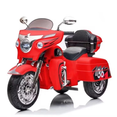 2-Seat 12V Kids Electric Ride-On Motorcycle with Storage Trunk, Red