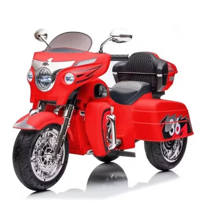2-Seat 12V Kids Electric Ride-On Motorcycle with Storage Trunk, Red