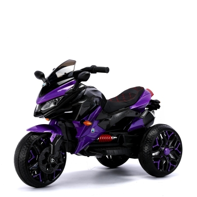 3-Wheel Kids Ride-On Motorcycle with Manual Throttle & Foot Brake, Purple